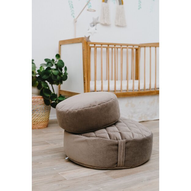 Small Brown Velvet Round Bean Bag Chair